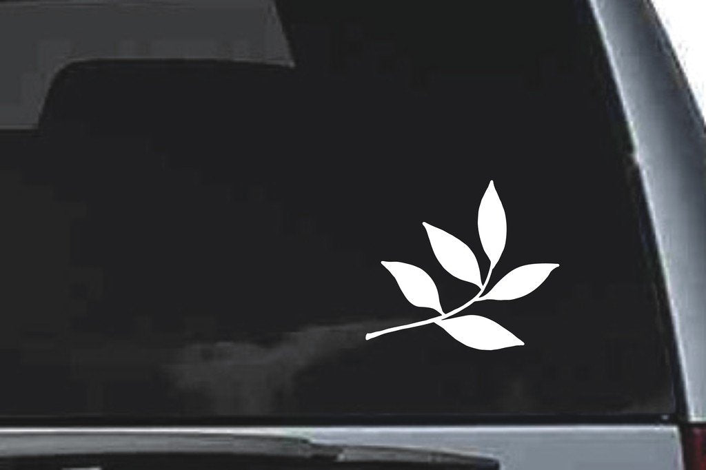 Picniva Pointed Leaf Branch Design24 Vinyl Car Window Decal, Approx 5 in