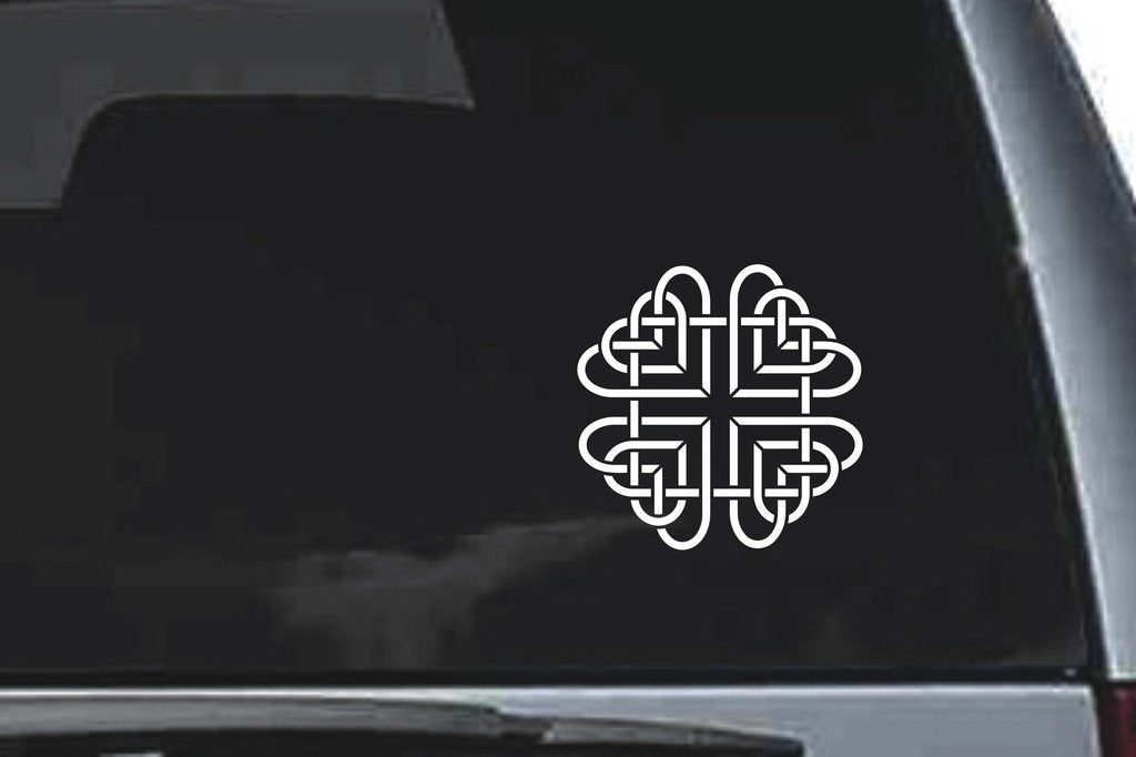 Picniva Rounded Cross Knot Sty84 Vinyl Car Window Decal, Approx 5 in