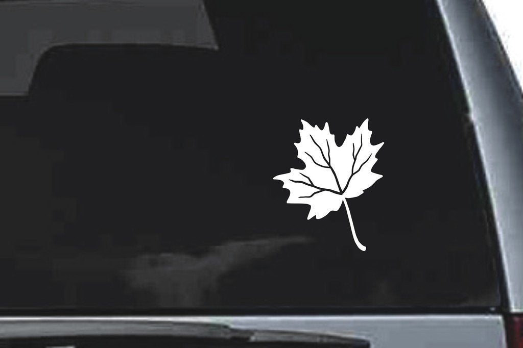 Picniva Veined Maple Leaf Design68 Vinyl Car Window Decal, Approx 5 in