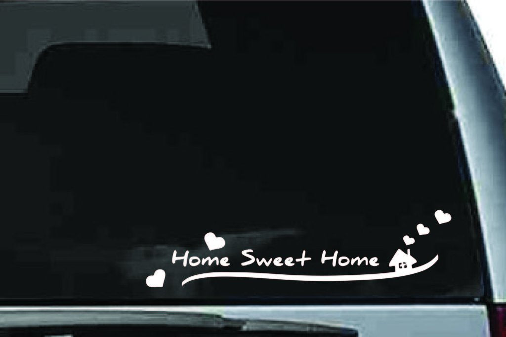 Picniva Sweet Home Hearts Quote Vinyl Car Window Decal, Approx 5 in