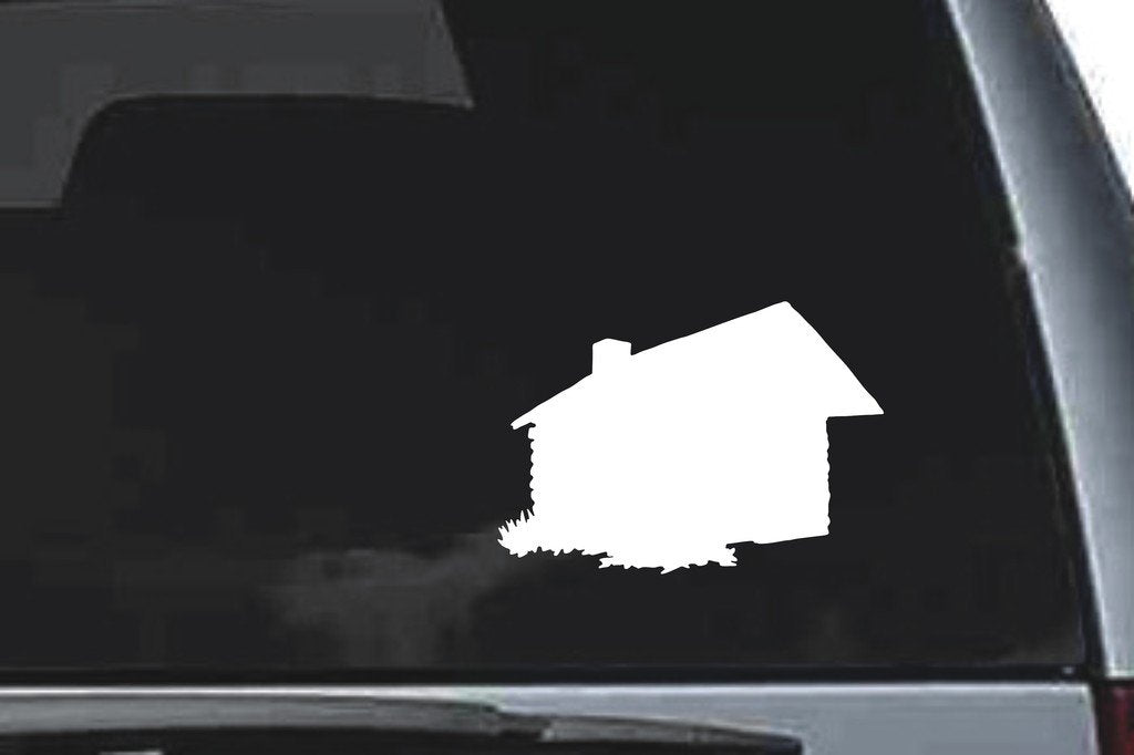 Picniva Log Cabin Sty4a Vinyl Car Window Decal, Approx 5 in
