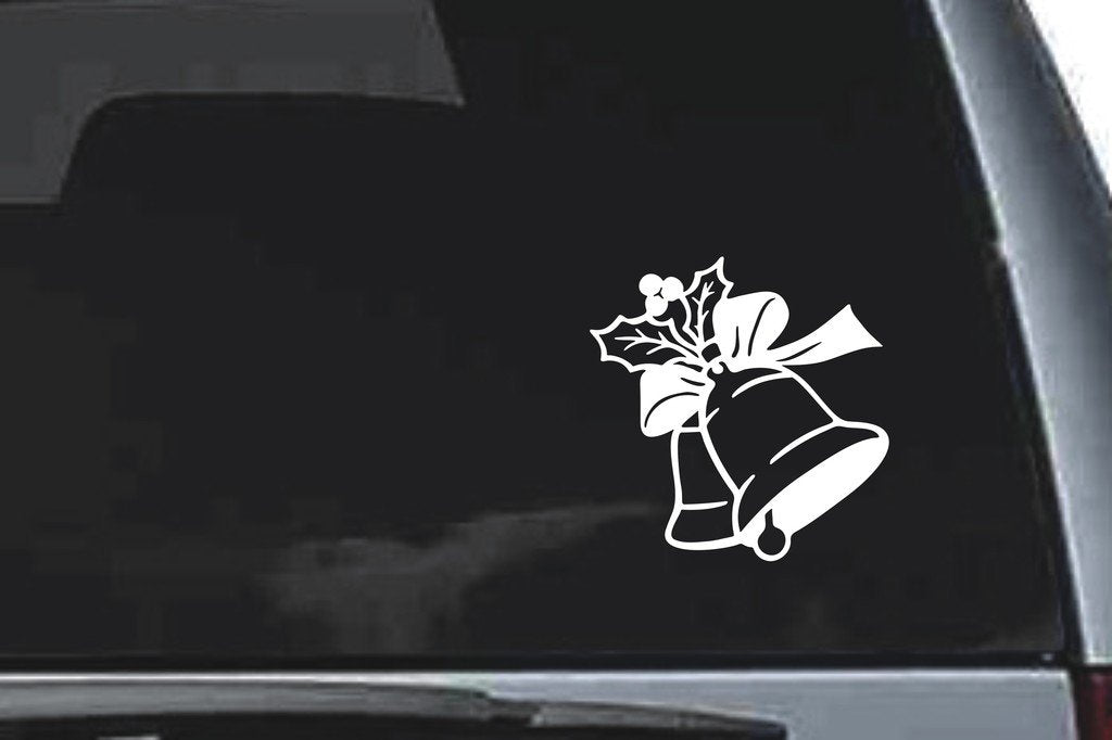 Picniva Christmas Bell Sty1 Vinyl Car Window Decal, Approx 5 in