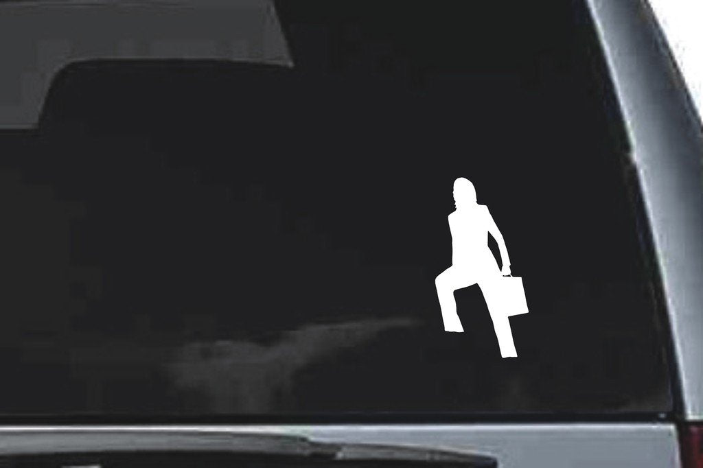 Picniva Businessperson Seated Sty2 Vinyl Car Window Decal, Approx 5 in