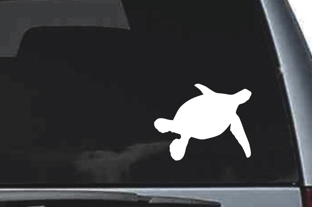 Picniva Green Sea Turtle Sty1 Vinyl Car Window Decal, Approx 5 in