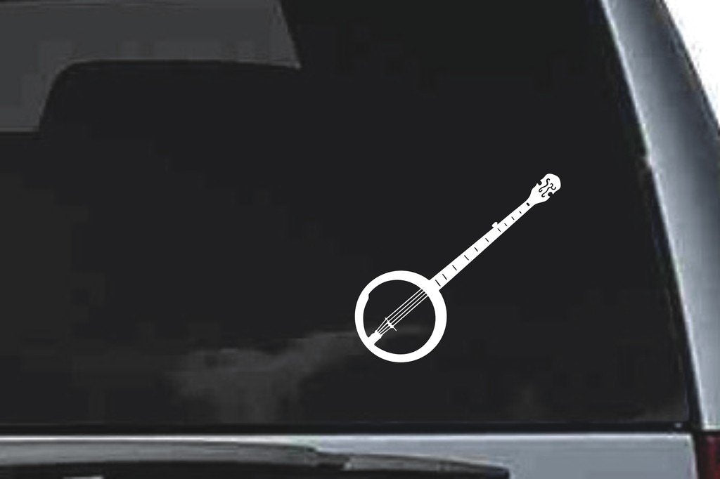 Picniva Banjo Sty3 Vinyl Car Window Decal, Approx 5 in