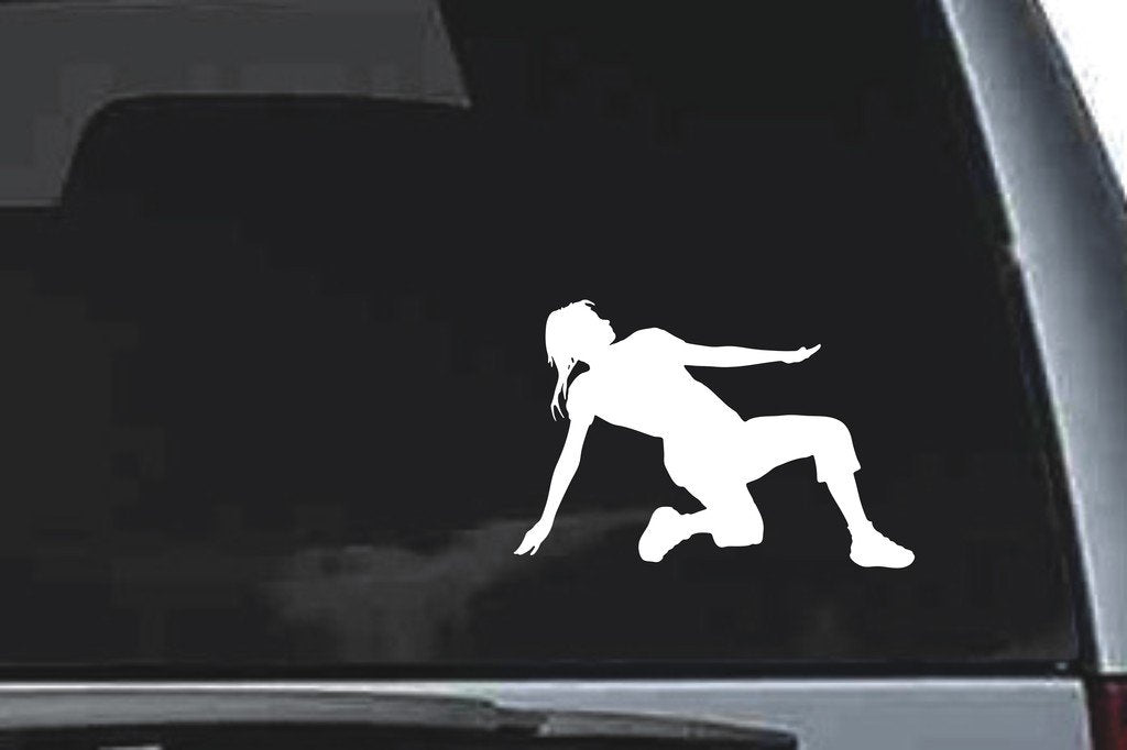 Picniva Stretching Sty7 Vinyl Car Window Decal, Approx 5 in