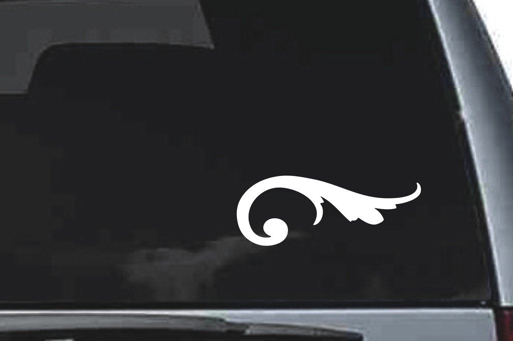 Picniva Sweeping Scroll Design8 Vinyl Car Window Decal, Approx 5 in