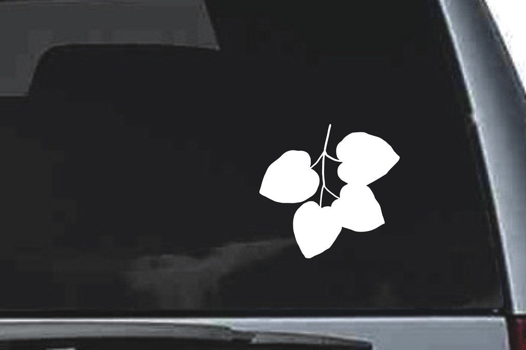 Picniva Three Rounded Leaves Design106 Vinyl Car Window Decal, Approx 5 in