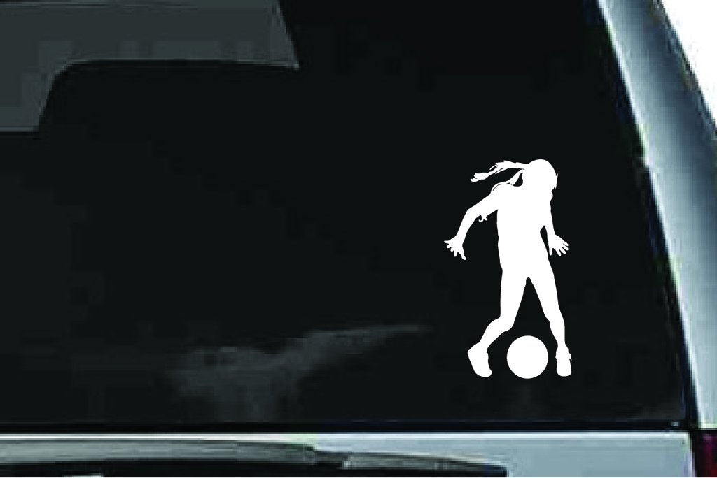 Picniva Soccer Girl Sty42a Vinyl Car Window Decal, Approx 5 in