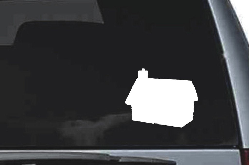 Picniva Log Cabin Sty2a Vinyl Car Window Decal, Approx 5 in