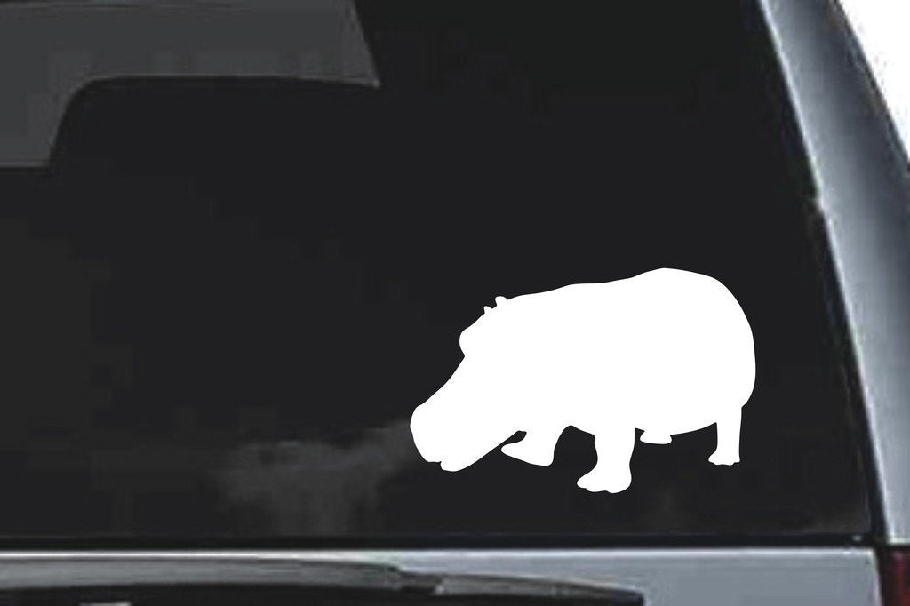 Picniva Hippopotamus Sty3 Vinyl Car Window Decal, Approx 5 in