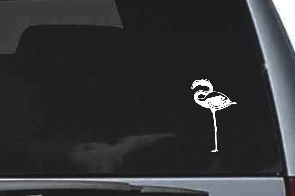 Picniva Flamingo Sty3 Vinyl Car Window Decal, Approx 5 in