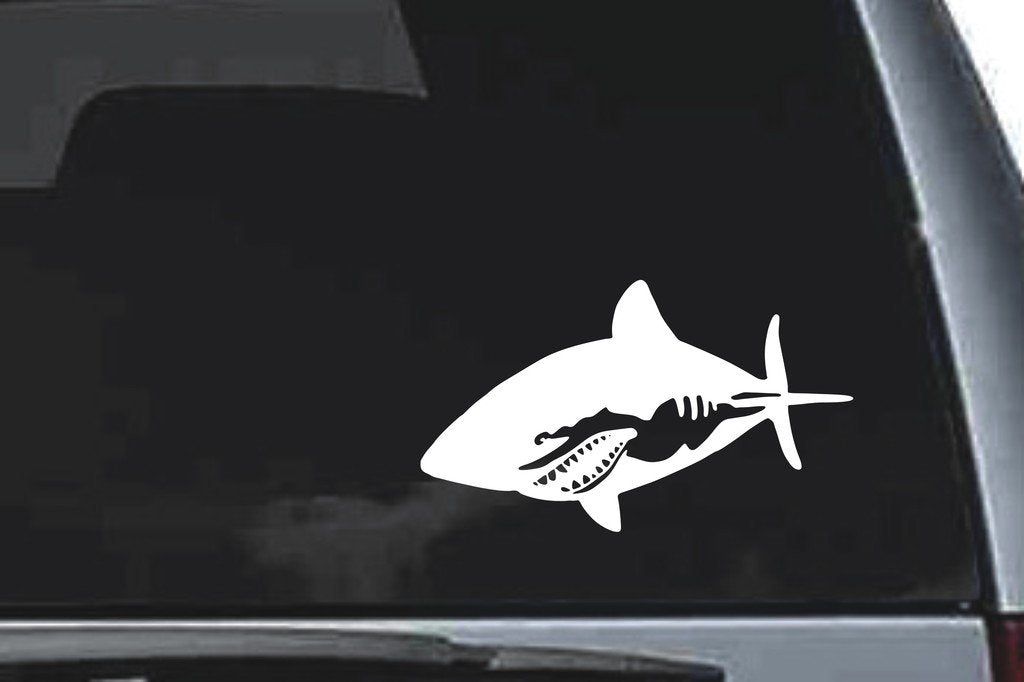 Picniva Shark Sty3 Vinyl Car Window Decal, Approx 5 in