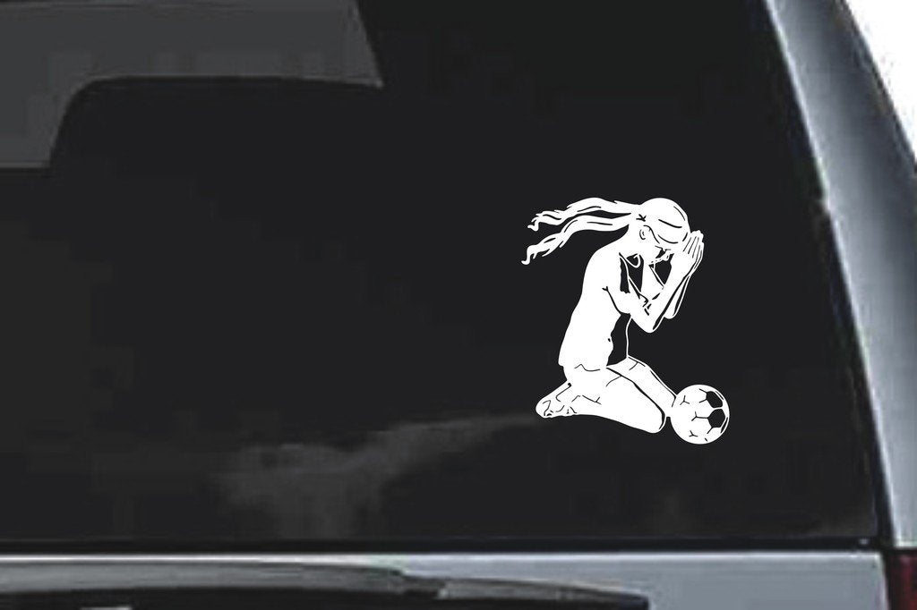 Picniva Soccer Girl Sty52 Vinyl Car Window Decal, Approx 5 in
