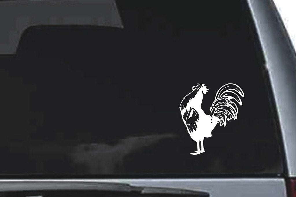Picniva Rooster Sty3 Vinyl Car Window Decal, Approx 5 in