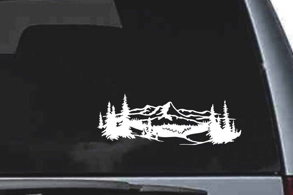 Picniva Mountain Sty8 Vinyl Car Window Decal, Approx 5 in