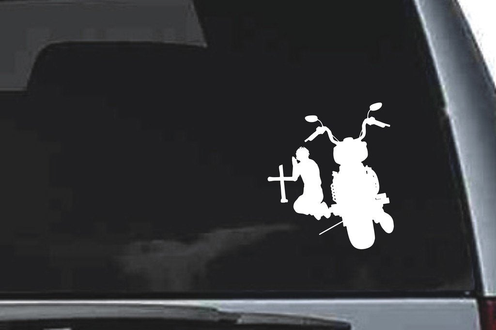 Picniva Motorcycle Sty1 Vinyl Car Window Decal, Approx 5 in