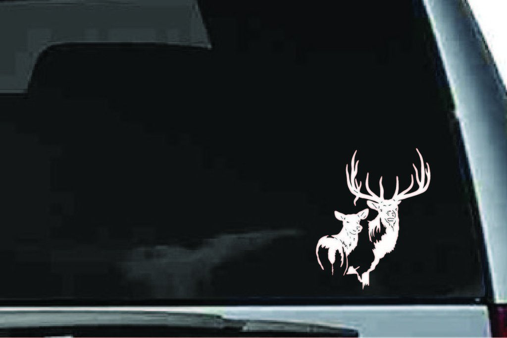 Picniva Elk Family Sty3 Vinyl Car Window Decal, Approx 5 in