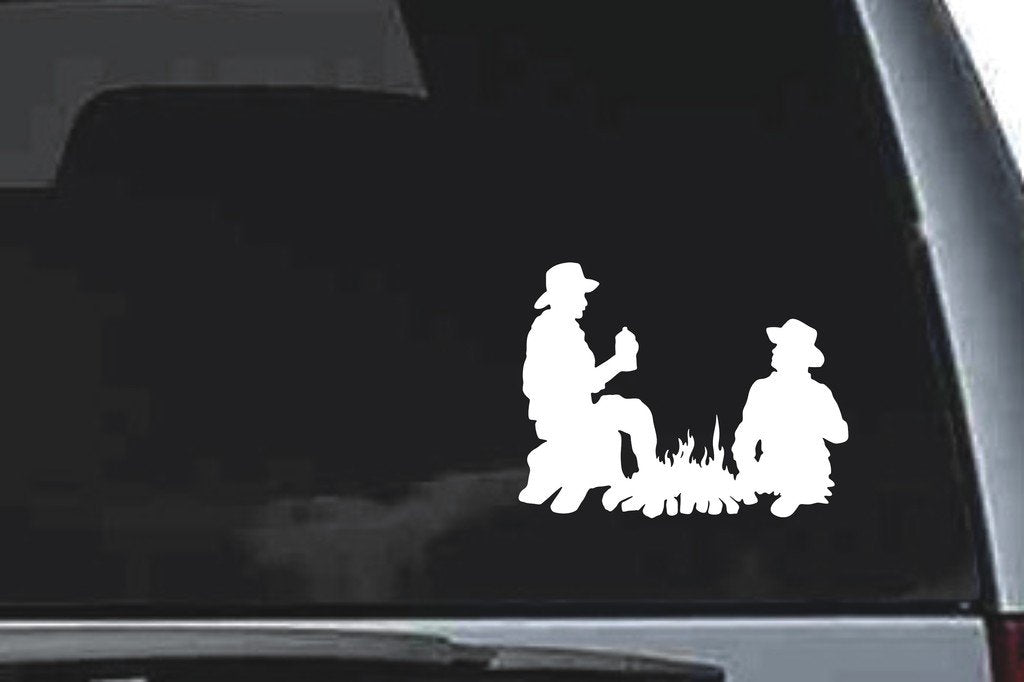 Picniva Camp Fire Sty4 Vinyl Car Window Decal, Approx 5 in