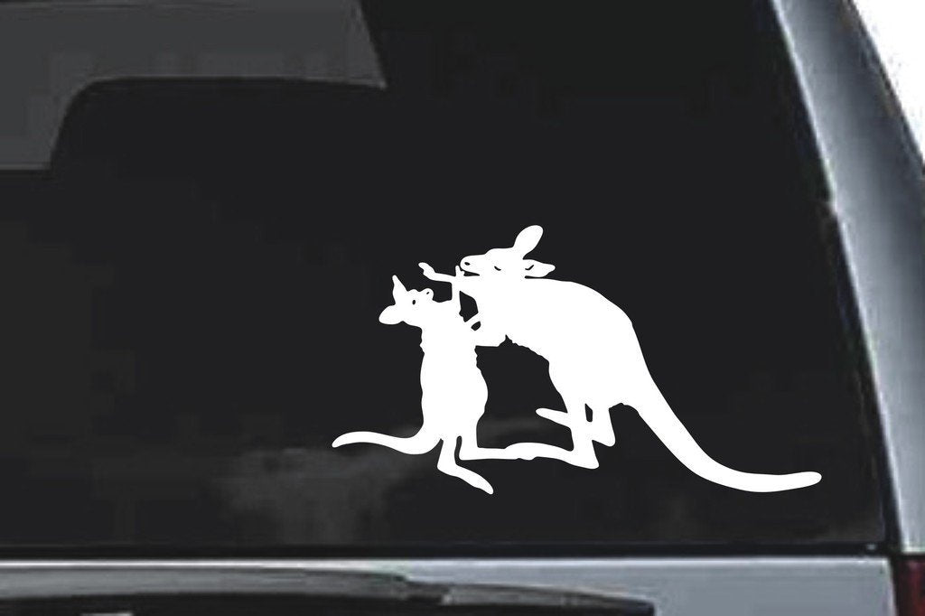 Picniva Kangaroo Sty2 Vinyl Car Window Decal, Approx 5 in
