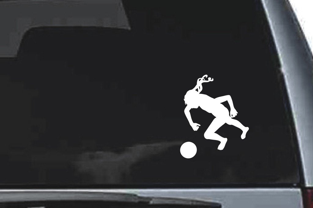 Picniva Soccer Girl Design12a Vinyl Car Window Decal, Approx 5 in
