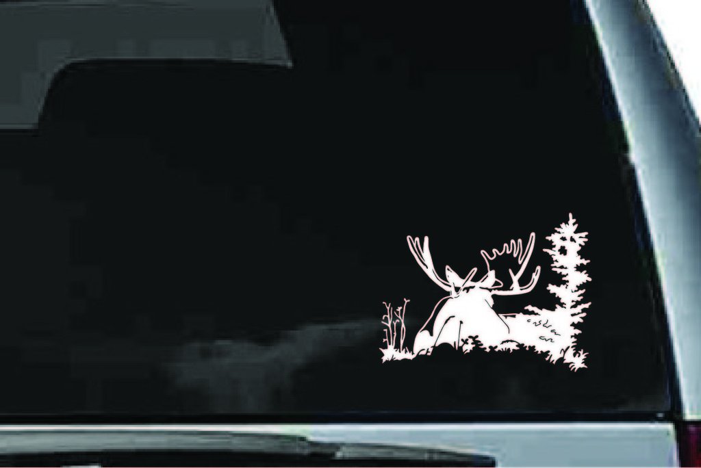 Picniva Moose Sty1 Vinyl Car Window Decal, Approx 5 in