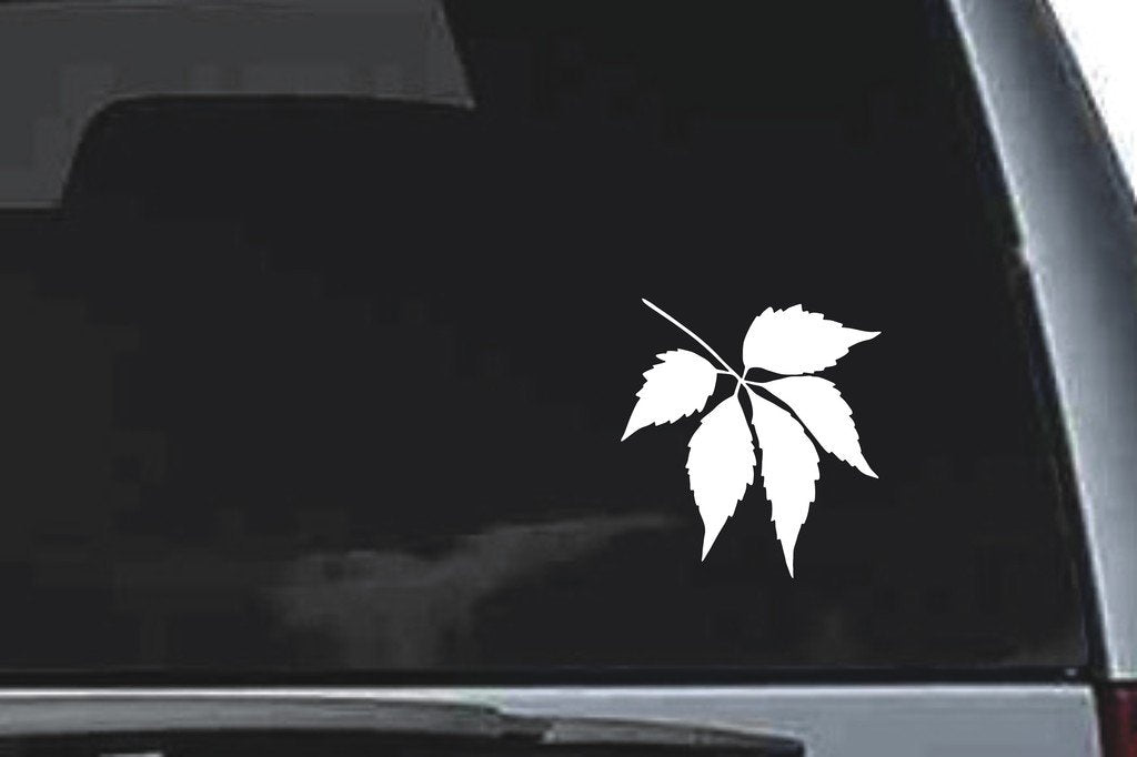 Picniva Leaf Cluster Silhouette Sty2a Vinyl Car Window Decal, Approx 5 in