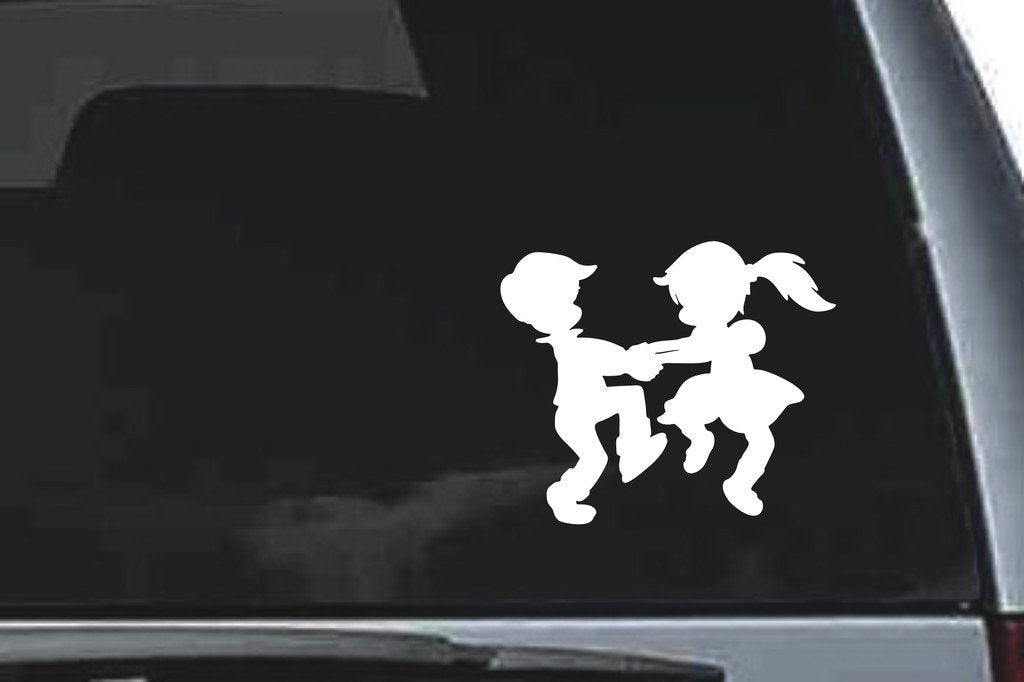 Picniva Boy Girl Sty1 Vinyl Car Window Decal, Approx 5 in