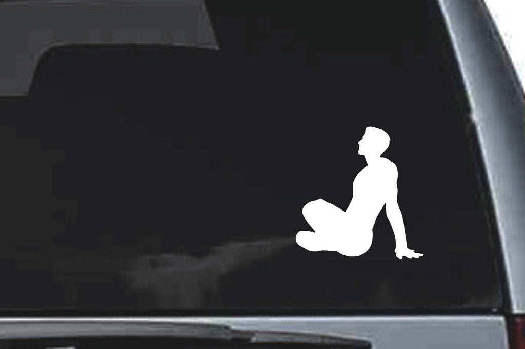 Picniva Sitting Sty10 Vinyl Car Window Decal, Approx 5 in