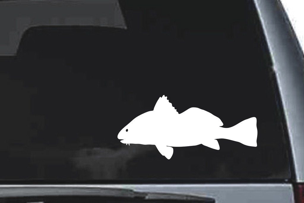Picniva Black Drum Fish Vinyl Car Window Decal, Approx 5 in
