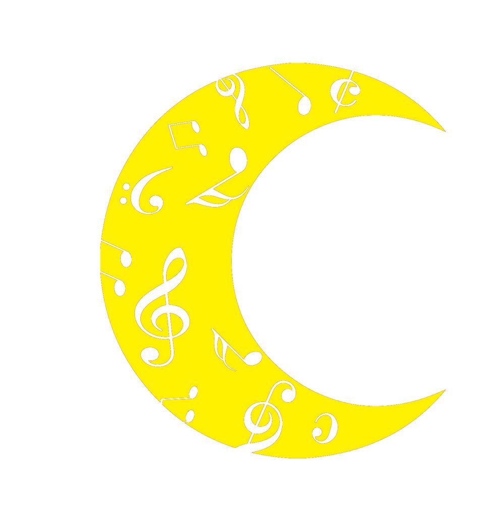 Picniva Crescent Moon Music Notes Wall Decal for Musicians