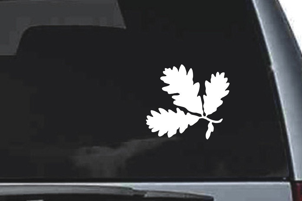 Picniva Three Oak Leaves Design124 Vinyl Car Window Decal, Approx 5 in