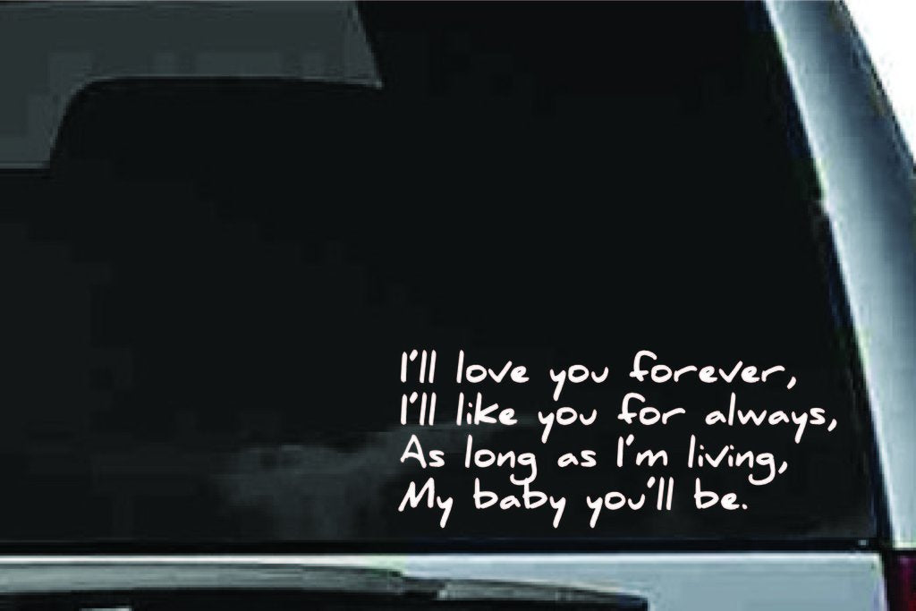 Picniva Love You Forever Baby Quote Vinyl Car Window Decal, Approx 5 in