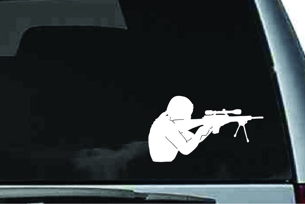 Picniva Prone Rifle Shooter Sty28 Vinyl Car Window Decal, Approx 5 in