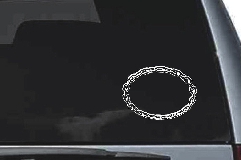 Picniva Chain Ring Sty1 Vinyl Car Window Decal, Approx 5 in