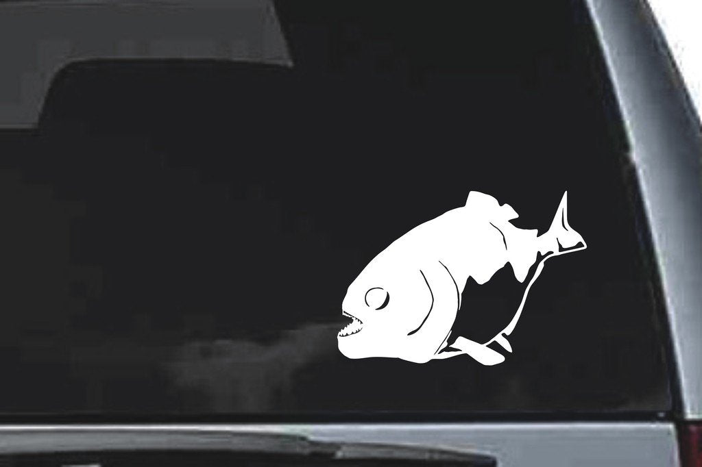 Picniva Piranha Sty4 Vinyl Car Window Decal, Approx 5 in