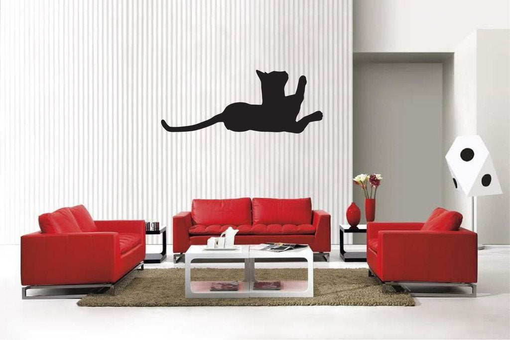 Picniva Matte Black Abyssinian Style 3 Vinyl Wall Decal Feline Decor