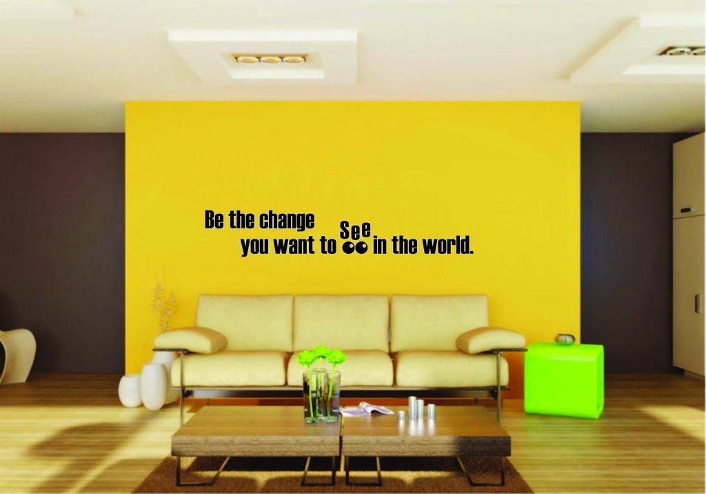 Picniva Be the Change World Quote Vinyl Wall Decal, Approx 22 x 4.02 in