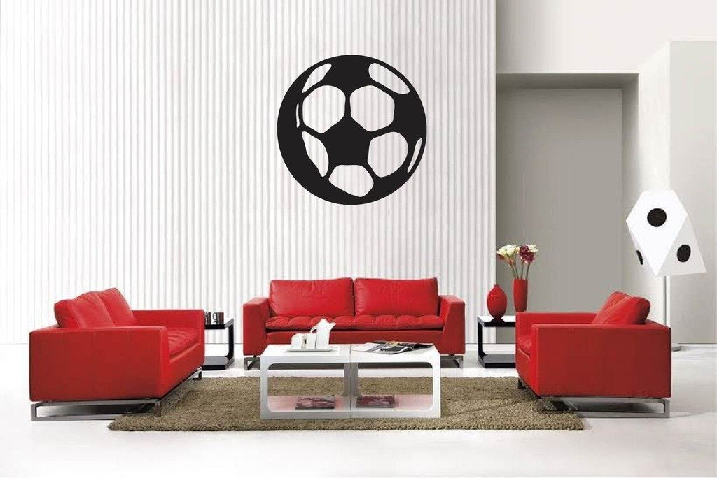 Picniva Matte Black Soccer Ball Style 8 Vinyl Wall Decal Sports Decor