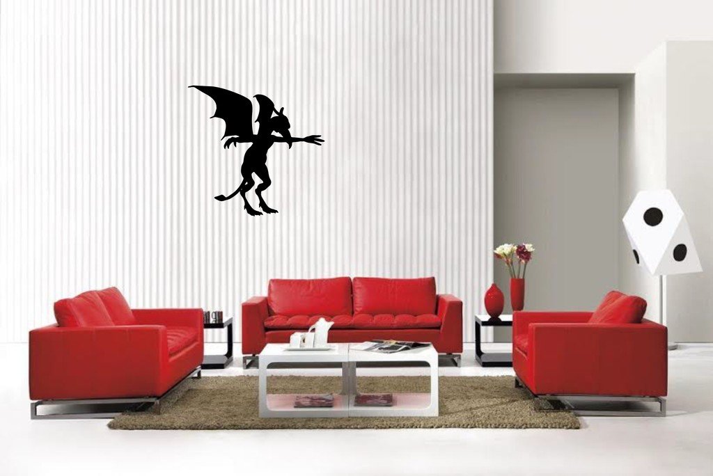 Picniva Matte Black Gargoyle Style 1 Vinyl Wall Decal Fantasy Decor