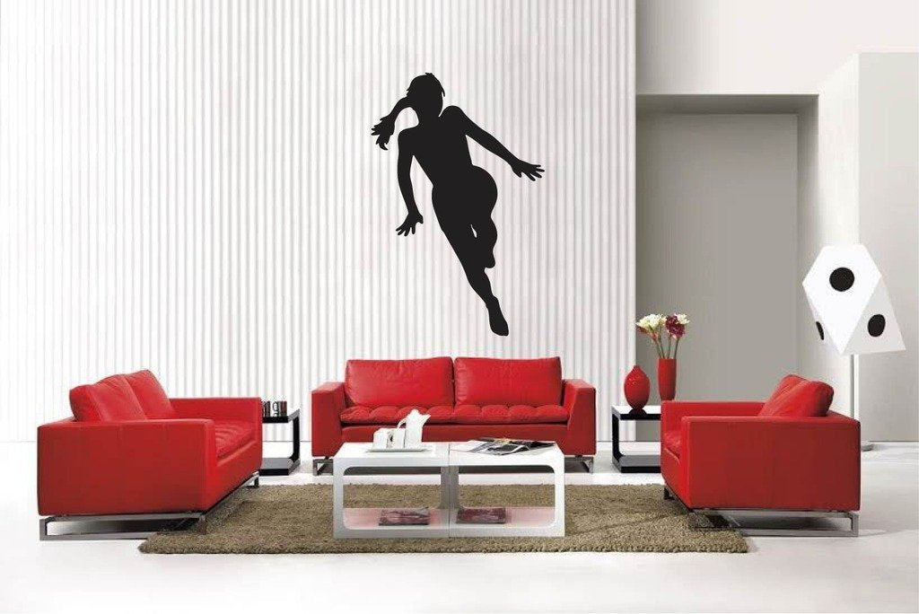 Picniva Matte Black Soccer Girl Style 10a Vinyl Wall Decal Sports Decor