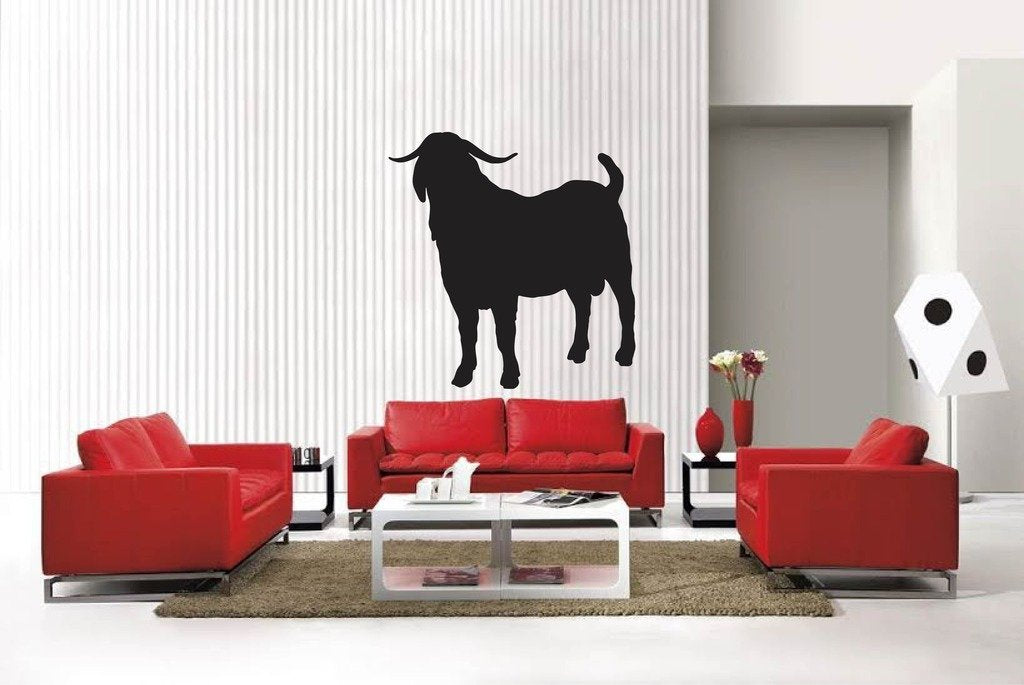 Picniva Matte Black Boer Goat Style 1a Vinyl Wall Decal Farm Barn Decor Art