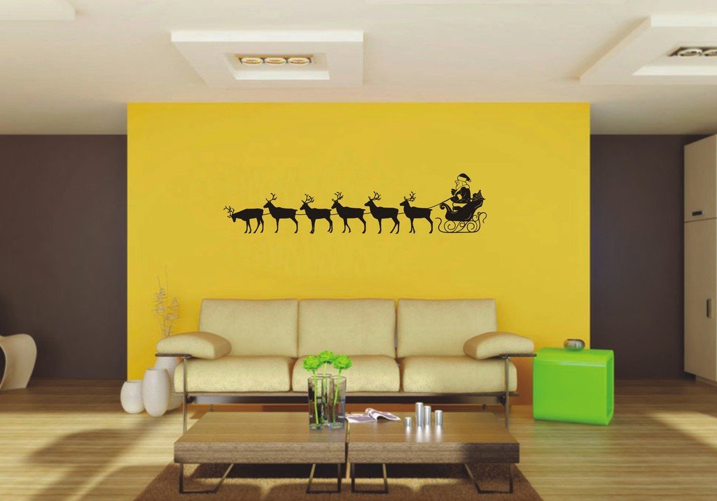 Picniva Reindeer Team Sty3 Vinyl Wall Decal, Approx 22 x 5.06 in, Removable