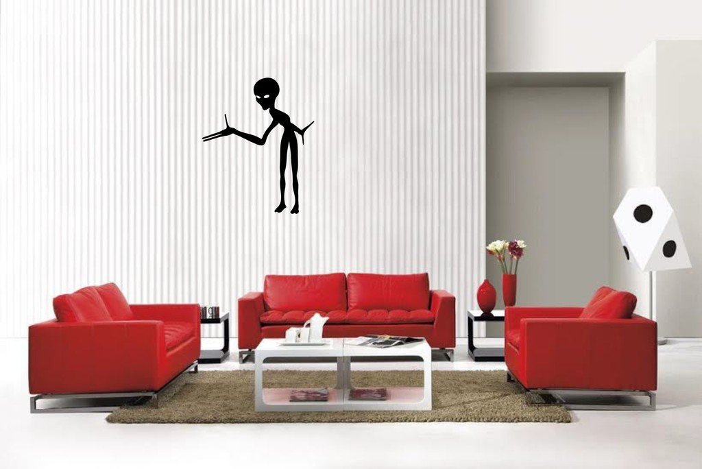 Picniva Matte Black Alien Style 1a Vinyl Wall Decal Fantasy Decor