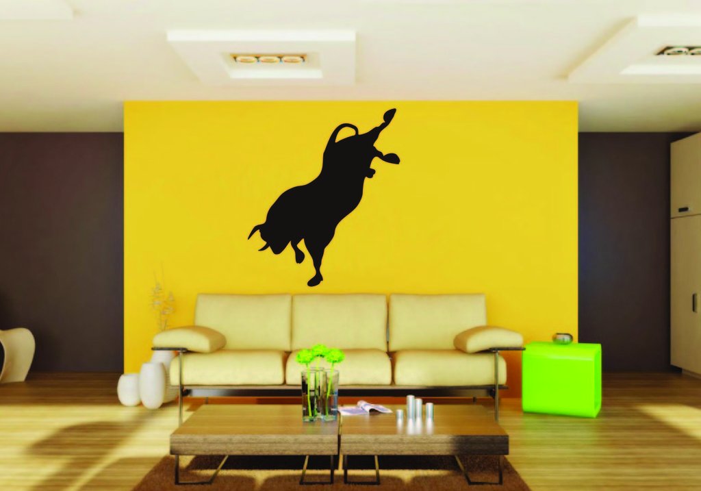 Picniva Bull Sty1 Vinyl Wall Decal, Approx 22 x 26.4 in, Removable