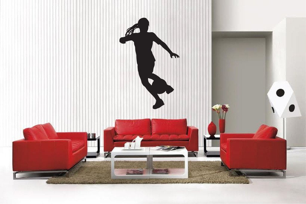 Picniva Matte Black Soccer Girl Style 31a Vinyl Wall Decal Sports Decor