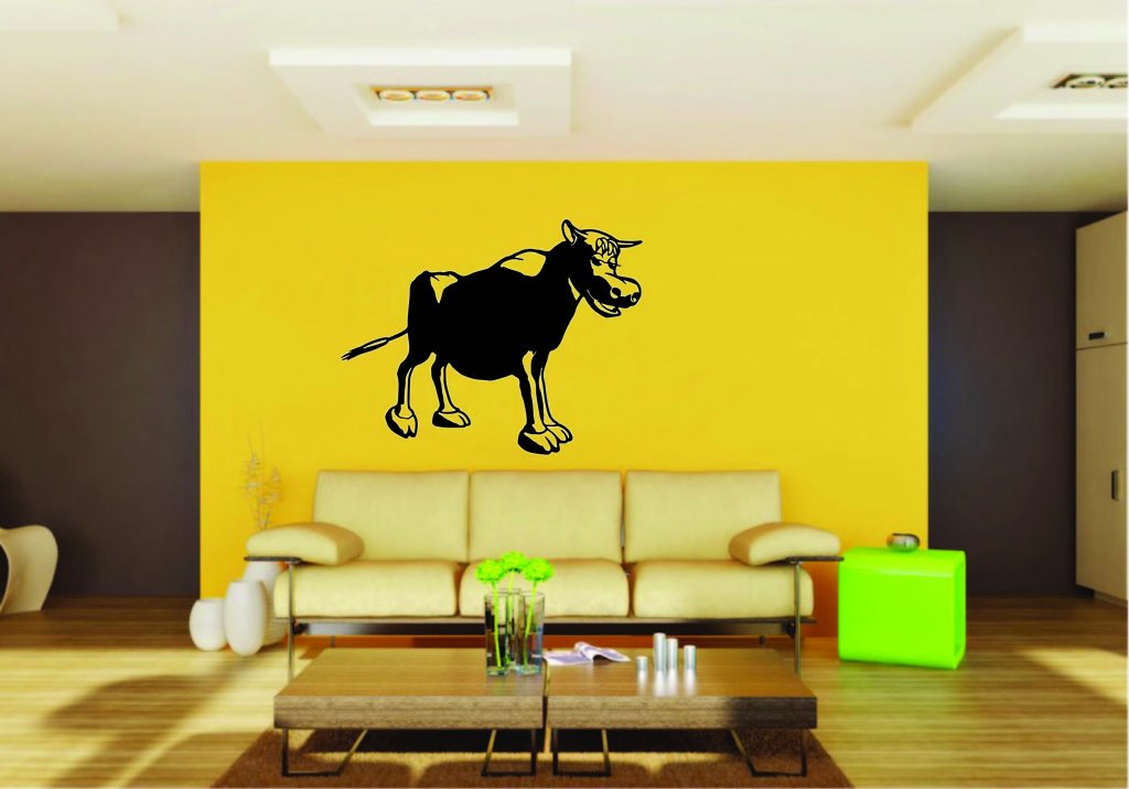 Picniva Bull Sty16 Vinyl Wall Decal, Removable, Home Decor, Illustrated Art