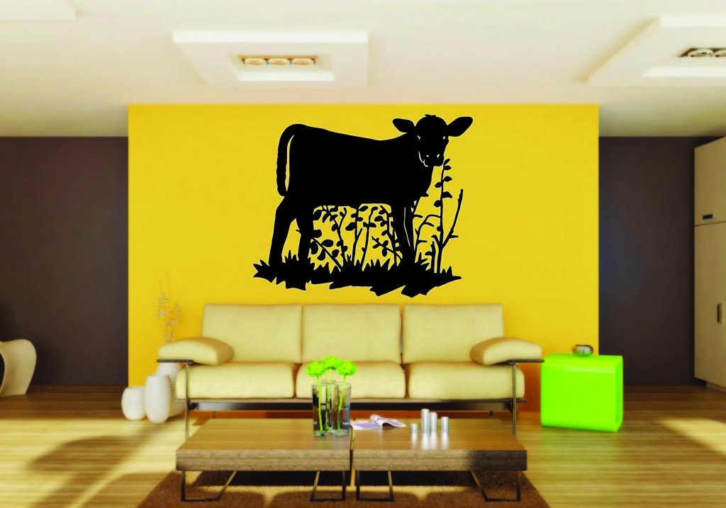 Picniva Cow Sty3 Vinyl Wall Decal, Approx 22 x 19.8 in, Removable