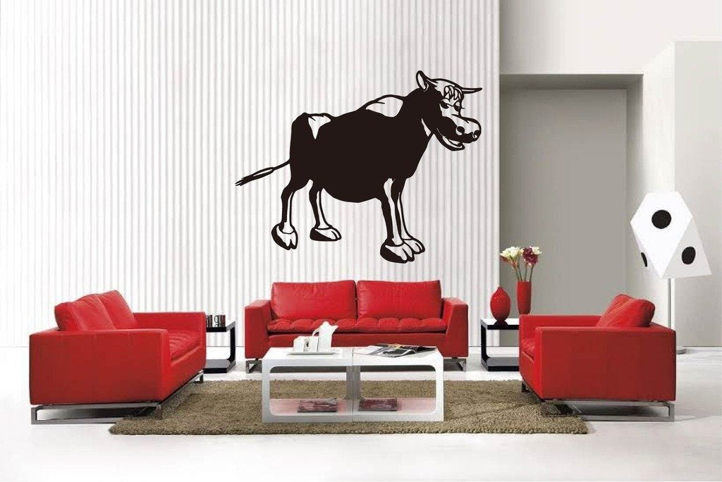 Picniva Matte Black Bull Style 16 Vinyl Wall Decal Farm Ranch Decor