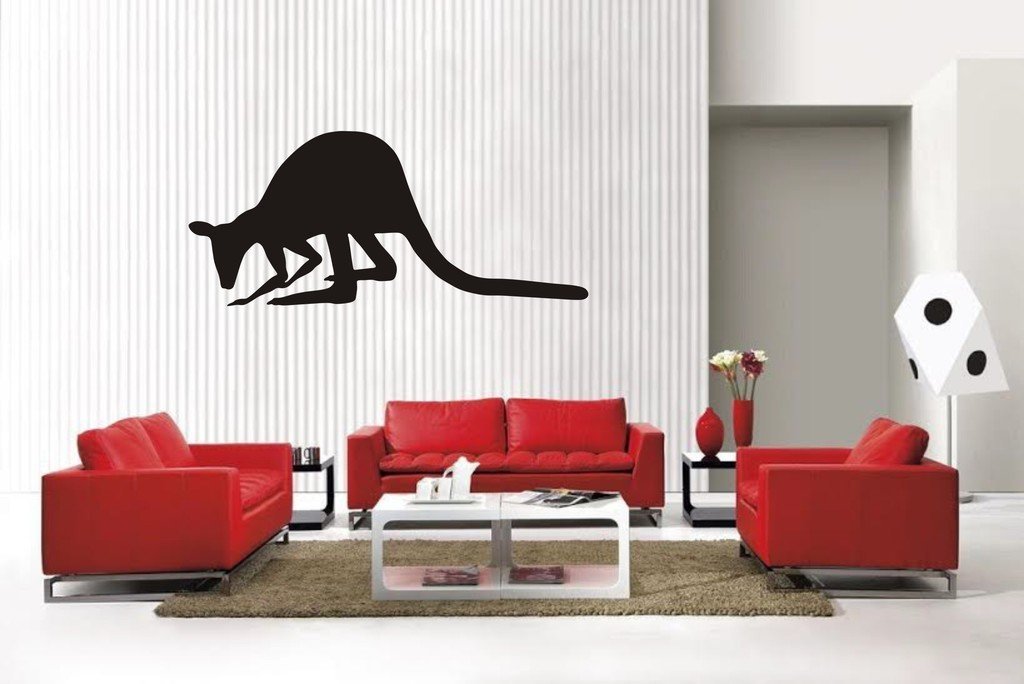 Picniva Matte Black Kangaroo Style 5 Vinyl Wall Decal Outback Animal Decor